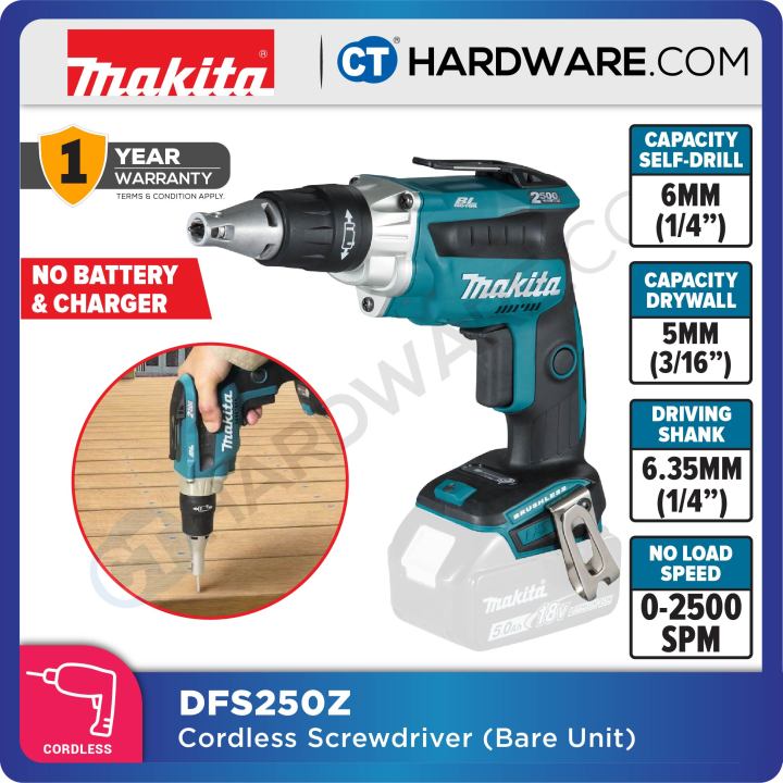 Destornillador Inalámbrico Makita XSF04Z 18V - Sin Escobillas, 2500 RPM, Tecnología Push Drive, Solo Herramienta (sin Batería Ni Cargador)