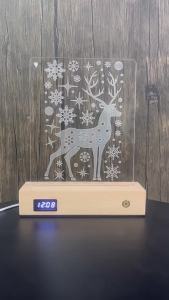 Clock acrylic night light desktop ornament Christmas childrens birthday gift solid wood night light gift