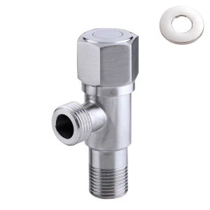 304 Stainless Steel One/Two Way Angle Valve 1/2" Angle Valve With Ring Cover For Faucet Toilet Set Valve Faucet 2 Way Multi-Function Standard Spout Angle Valve