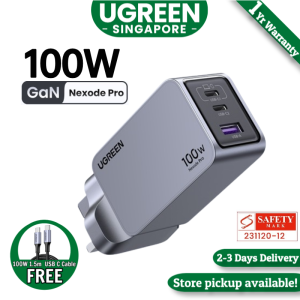 UGREEN Nexode Pro 100W USB C Charger 3-Port GaN Compact Fast PD Wall Charger for MacBook Pro/Air Pixelbook iPad Pro iPhone 17 (FOC 100W USB C Cable)