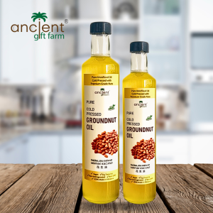 Ancient Gift Farm Groundnut Oil Cold Pressed | Cooking Oil | Pure | High Smoking Point | Rich in Healthy Fats & Nutrients | Best for Deep Fry | Baking | Extra Virgin