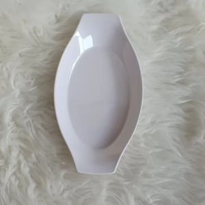Piring oval kapal 10inch PR1613 melamine putih donyku