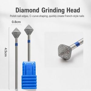 OURTOUR C Radians Diamond Nail Drill Bit Edge Trimming Cuticle Cleaning Gel Polish Remover  Buffer Nail Edge Trimming Tool Manicure Accessories