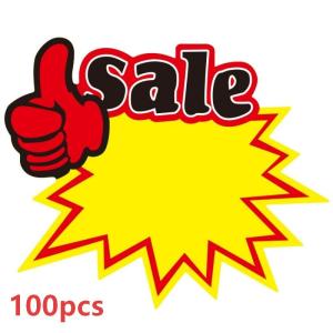 100Pcs Price Tag Card SALE/NEW/HOT POP Paper Price Sign Supermarket Advertising Promotional Label
