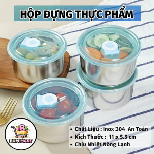 Combo 5 Hộp Inox Có Nắp Đậy Bảo Quản Chống Tràn Hộp Đựng Thức Ăn Tiện Lợi Cho Gia Đình Văn Phòng