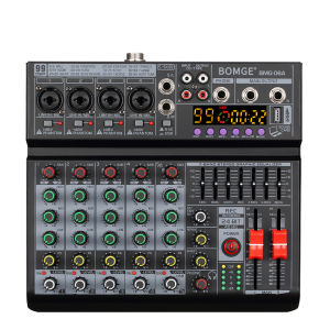 BOMGE 06A Mixer Audio 6 Channel profesional dengan 99 DSP EQ fungsi Bluetooth 48V bebas studio pentas DJ pesta