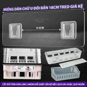 BẢN 18CM Miếng Dán Dự Phòng Kệ Vuông Treo Tường Miếng Dán Chữ U Đôi Siêu Bám Dính Tường