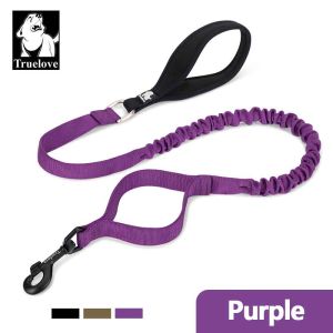 TRUELOVE Bungee Pet Dog Leash Nylon Double Handle Dog Lead Retractable Extendable Running Pet Leash Soft Padded Dog Leashes Training Leads