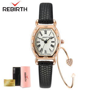 Rebirth Jam Tangan Wanita Elegan Santai Tali Kulit Anti Air Jam Tangan Cewek 2043