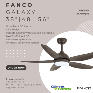 [NEW LAUNCH] Fanco Galaxy 5 - 38" | 48" | 56" DC Motor Ceiling Fan  with 24W Tri-Colour LED Light and Remote Control