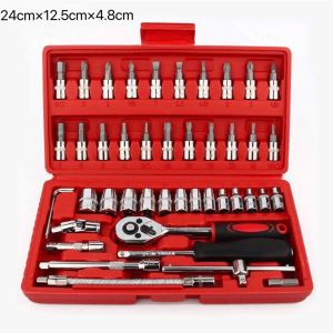 Set Kunci Socket 46 PCS full Set (1/4 ") Pas Ring L Motor Kunci/kunci l set CR-V lengkap