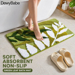 DewyBabe Leaf Plush Floor Mat Absorbent Non Slip Quick Dry Bathroom Rug Kitchen Doormat Soft Polyester