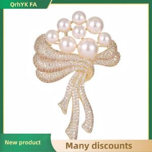 🔔🔔🔔QA Exquisite Pearl Bouquet Brooches For Women Girls Elegant Versatile Flower Pins Versatile Shiny Corsage Clothing Accessories Gifts