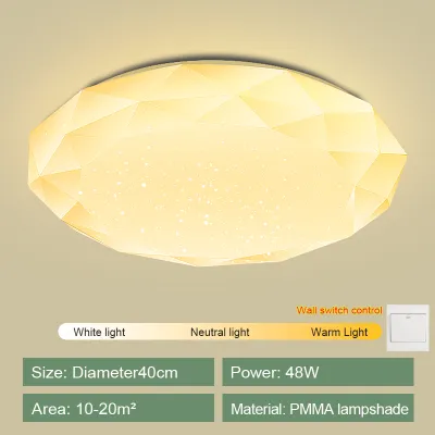 LED Modern Ceiling Light Tri Color For Living Room Bedroom Diamond Ceiling Lamp