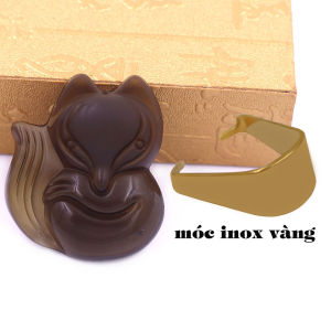 Mặt dây chuyền Hồ ly đá obsidian 4.6 cm - size XL