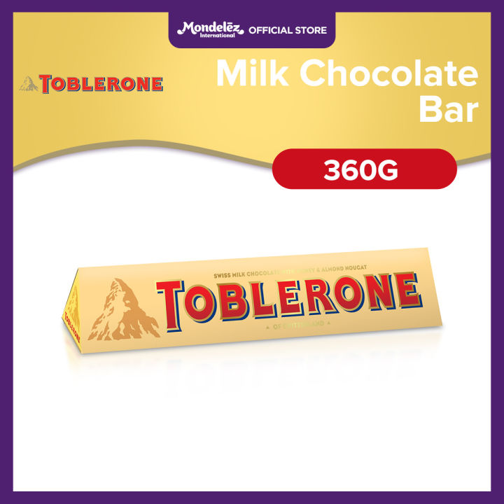 Toblerone Swiss Milk Chocolate Bar - with Honey and Almond Nougat 360g ...