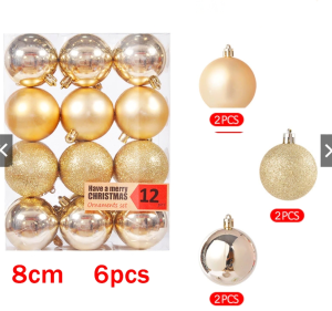 Christmas Balls Big Size 4/6/8CM Christmas Decorations 2024 Christmas Balls Decoration for Home 3 Styles Shatterproof Christmas Tree Decoration Hanging Ball Suitable for Festive Weddings Party