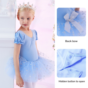 Múa ba lê trang phục váy múa ba lê ngắn tay cho bé gái thực hành quần áo lưới Cô Gái Váy Ba-lê xòe váy trang phục trẻ em hiệu suất