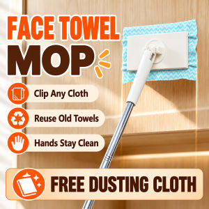 Face Towel Mop 360 Rotating Lazy Flat Mop Clip Cloth Wet Dry Cleaning for Floors and Corners