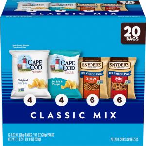 Snyders of Hanover and Cape Cod Classic Mix Variety Pack 20 Count Snack Bags