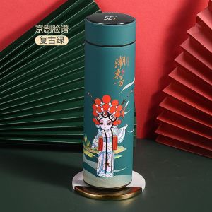 304 Stainless Steel Touch Screen LED Temperature Thermos Flask 480ml Thermal Bottle China Special Serie Vacuum Flasks 京剧脸中国风国潮中国风保温壶