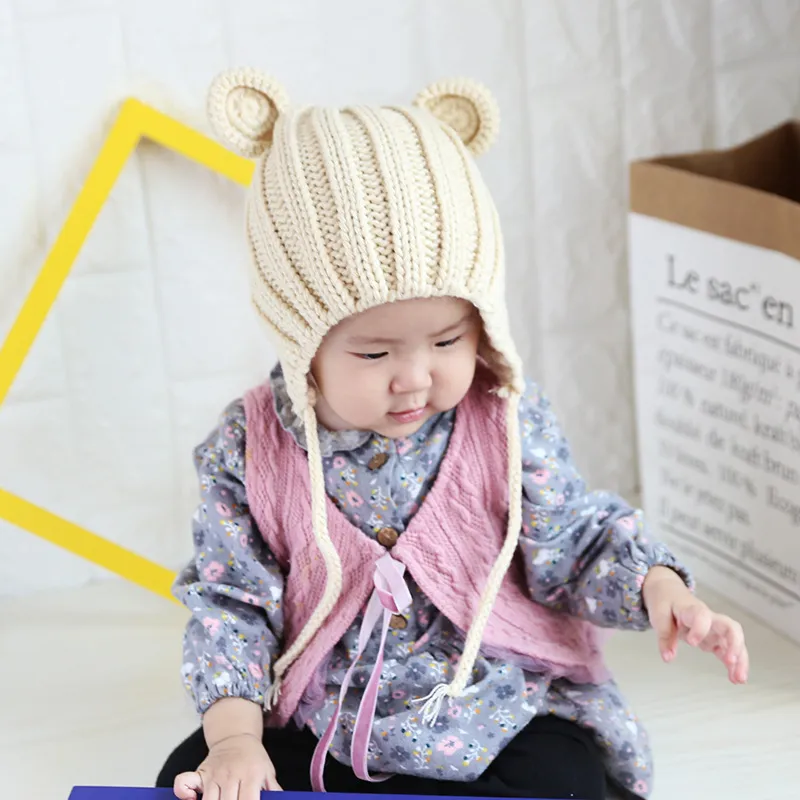 Junyeh Knitted Beanie Hat For Kids Children's Warm Woolen Earmuffs