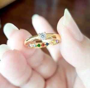 🗨แหวนนพเก้า/แหวนเพิ่มทรัพย์/ชุบทองคำ18kฝังเพชรCZใหญ่เกรด5A