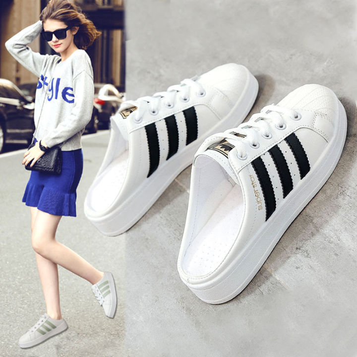 white shoes women shoes Women sandals ♧new Korean half shoes