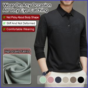 Shirt Business and Leisure Sweatshirt Fashion Chinese Style Mature Men Autumn Breathable Lapel