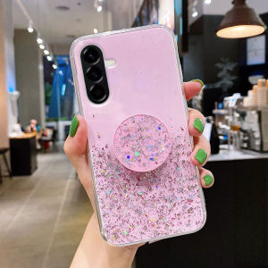 Phone Case Samsung A56 A36 A26 A16 5G New 2025 Shiny Sequins starry sky Decoration with Phone Holder Rubber Soft Casing Galaxy A56 A26 A36 with bracket Phone Cover