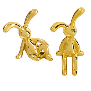 4PCS Car Electroplated Rabbit Decorations For Dashboard Center Console Display Car Interior Ornament Cartoon Animal Plating Rabbit