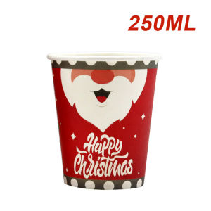 【luckbears】ถ้วยกระดาษใช้แล้วทิ้ง 10pcs ชามกระดาษใส่อาหาร แบบใช้แล้วทิ้ง เกรดอาหา รูปแบบคริสต์มาส ปาร์ตี้ครอบครัวใช้