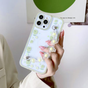 Transparent Flower Phone Case with Flower Bracelet/Cushion Socket Phone Stand for Samsung S22 | S22+ | S22 Ultra w