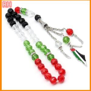 🔥🔥🔥ranghe สร้อยข้อมือลายธงชาติสีแผนที่ประเทศของชาวมุสลิมลูกปัดอะคริลิคลูกปัดลูกประคำ