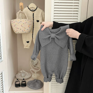 Baby clothes for spring and autumn stylish knitted romper for baby girls bow-knot sweater outerwear for newborns trendy romper