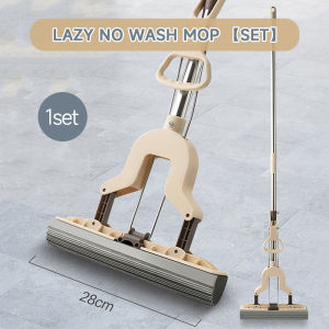 Efficient Self-Squeezing PVA Mop with Groove Design for Efficient Cleaning Heavy Duty Floor Cleaning Tool for Bathroom and Kitchen