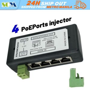 POE Injector 4Ports POE Splitter for CCTV Network POE Camera Power Over Ethernet Box