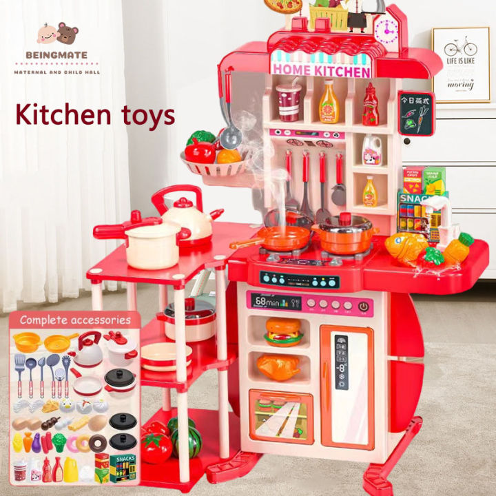 BEINGMATE kitchen toys for kids girl real steam working kitchen toys