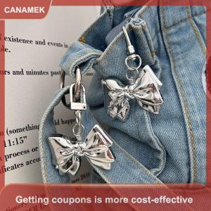 【CANAMEK 】 Y2K Bow Keychain Vintage Metal Bowknot Key Ring Fashion Car Handbag Decoration Pendant Accessories