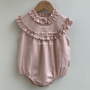 Vintage Fungus Edge Baby Girls Lace Romper Summer Cozy Cotton Sleeveless Infant Baby Bodysuit for Toddler Girls One-Pieces2026