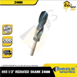 Mata bor besi HSS shank 1/2" - Reduced shank 24 mm besi kayu plastik - Mata bor mutifungsi serbaguna ukuran besar untuk mesin bor tangan 13mm dan 16mm BZ-7153