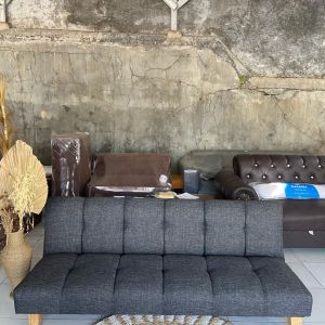Sofabed Minimalis / sofa ukuran 170 Dalmet Mora kanvas abu Tua