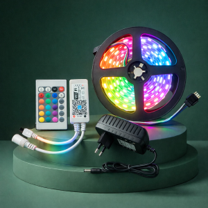 Lampu LED Strip RGB 3528 5Meter IP44 + Adaptor + Remote Lampu Strip RGB LED Warna Warni 5M 3528 2835