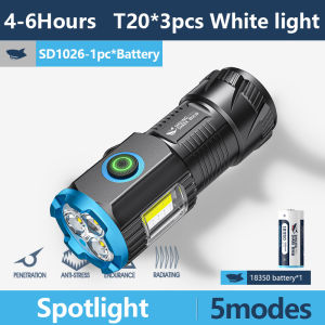SmilingShark Original Flashlight SD1026 Mini-Flashlight Keychain Torchlight SuperBright 5Modes with Type-C Rechargeable Waterproof for Ourdoor-Camping Hiking Running
