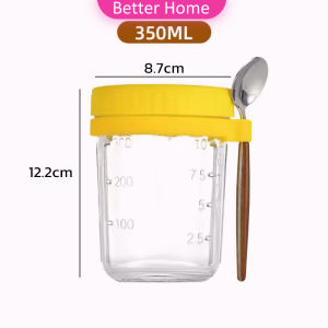 Better กล่องใส่อาหารเช้า 350ml ใส่ข้าวโอ๊ต ซีเรียล มีช้อนพร้อมฝาปิด Oats Containers