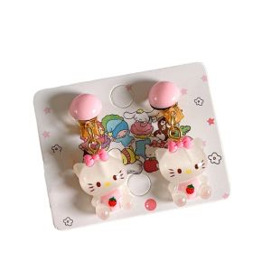 NEEUJ Cinnamoroll ที่หนีบหูเด็กลายการ์ตูน คุโรมิ เมโลดี้ ต่างหูแบบหนีบ แฟชั่นสำหรับผู้หญิง แมวคิตตี้แมว เครื่องประดับต่างหูแบบเรซิ่น ปาร์ตี้คอสเพลย์