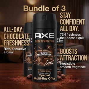 [Bundle of 3] AXE Dark Temptation Body Spray (150ml)  48H Odor Protection  Mens Deodorant Spray  Chocolate Scent