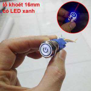 Công Tắc LED logo POWER cho xe 12-24V chống nước có đèn LED kèm chui ra 5 chân lỗ khoét 16mm