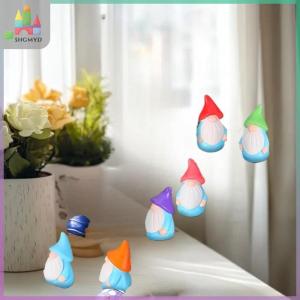 【SHGMYD】 รูปปั้นโนมส์เรซิ่นขนาดเล็ก10ชิ้นรูปปั้นนางฟ้าน่ารักสุ่มสีสำหรับสวนขนาดเล็ก