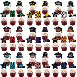 5pcs tốt nghiệp trang trí bánh đặt cupcakes toppers Phụ Kiện Cắm trên bánh bánh phụ kiện giấy kết cấu phù hợp cho lễ hội
